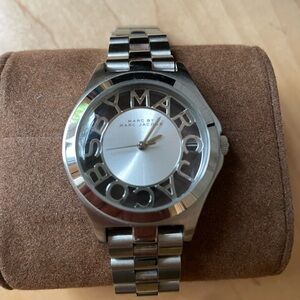 Marc Jacobs Silver and Black Logo Watch